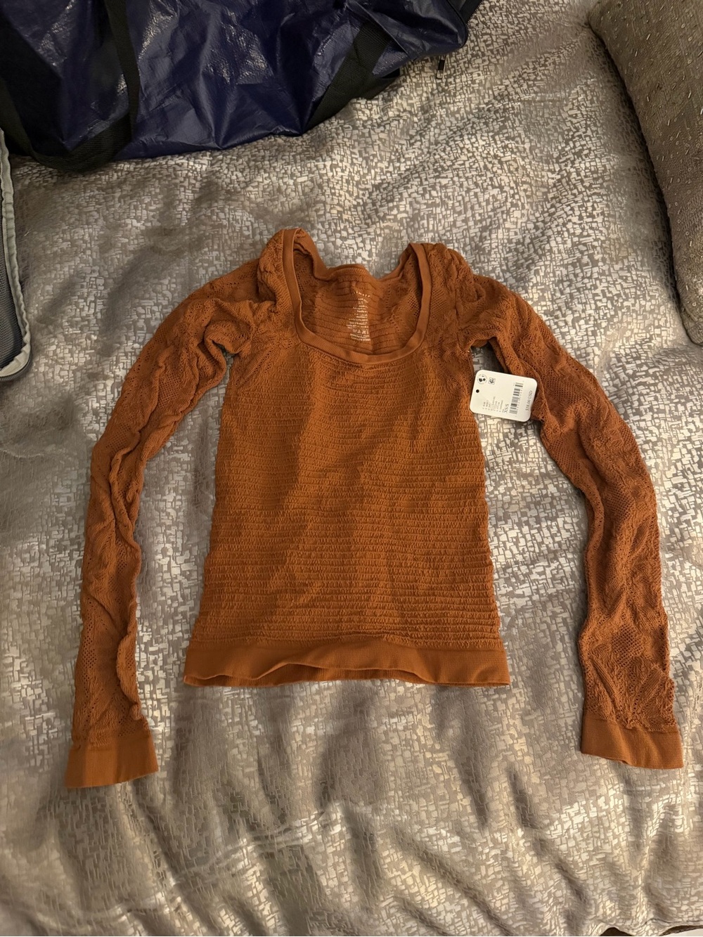 Free People Rust Orange Long-Sleeve Knit Top